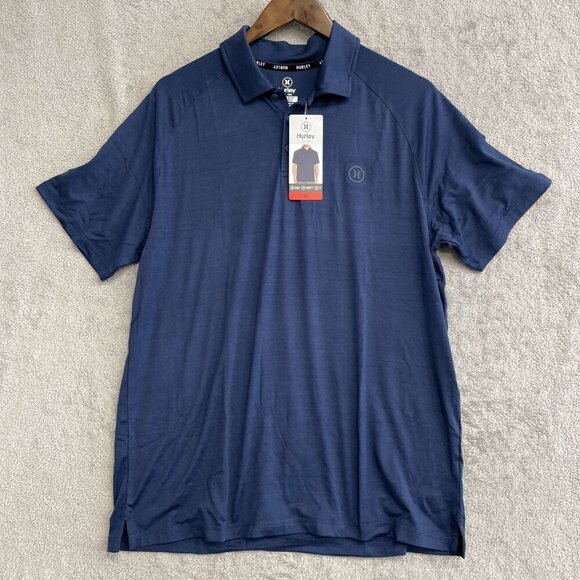 NEW Hurley Men's M Performance Polo Shirt Moisture-Wicking UPF 30+ Blue - Picture 2 of 7